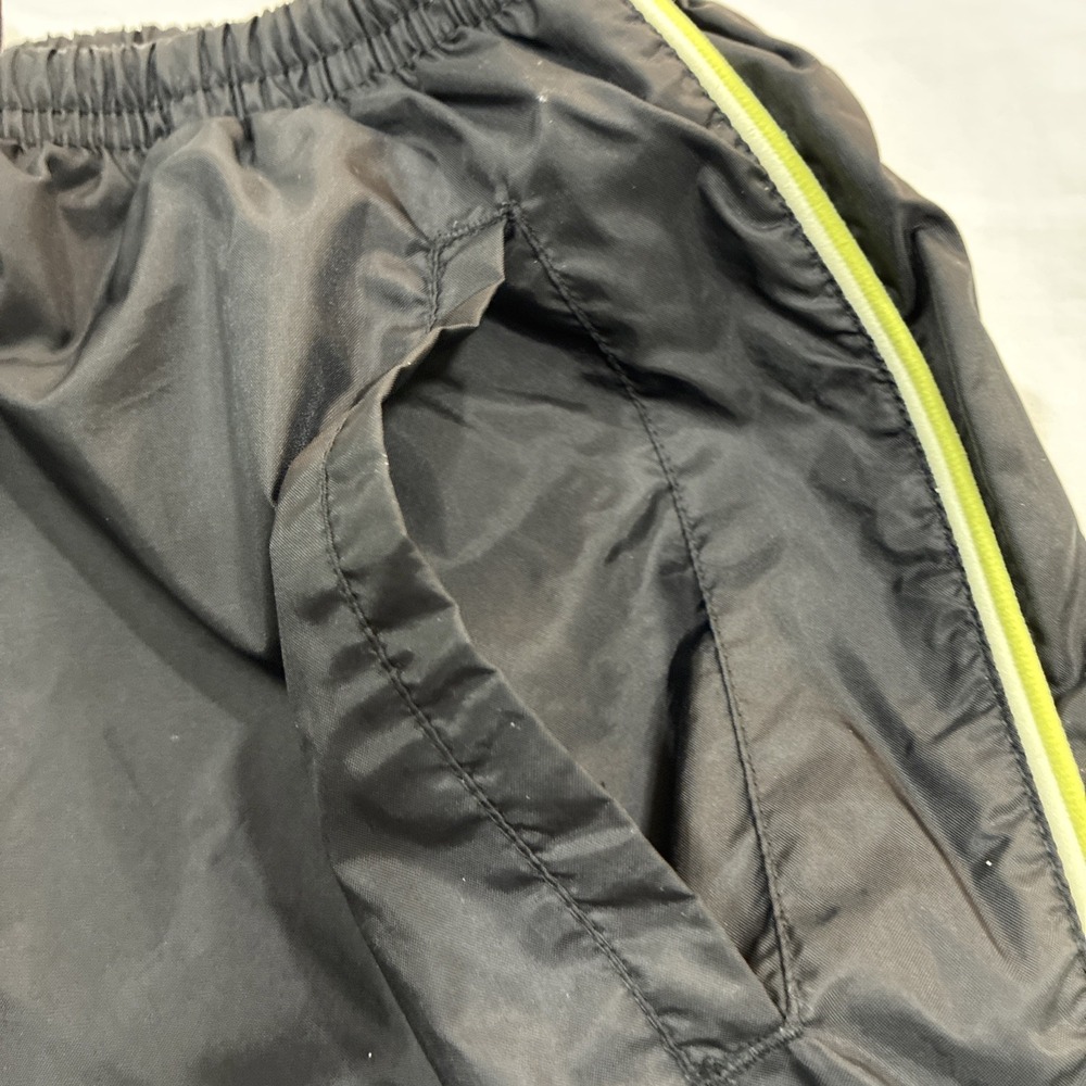 90s Energy‎ Zone Track Pants Large Black Green Nylon Jogger Windbreaker Baggy - Picture 6 of 12